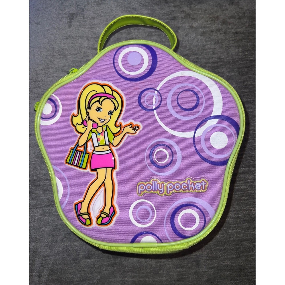Polly Pocket Vintage Y2K Carrying Case Bag Purple Lime Green Doll Storage Toy